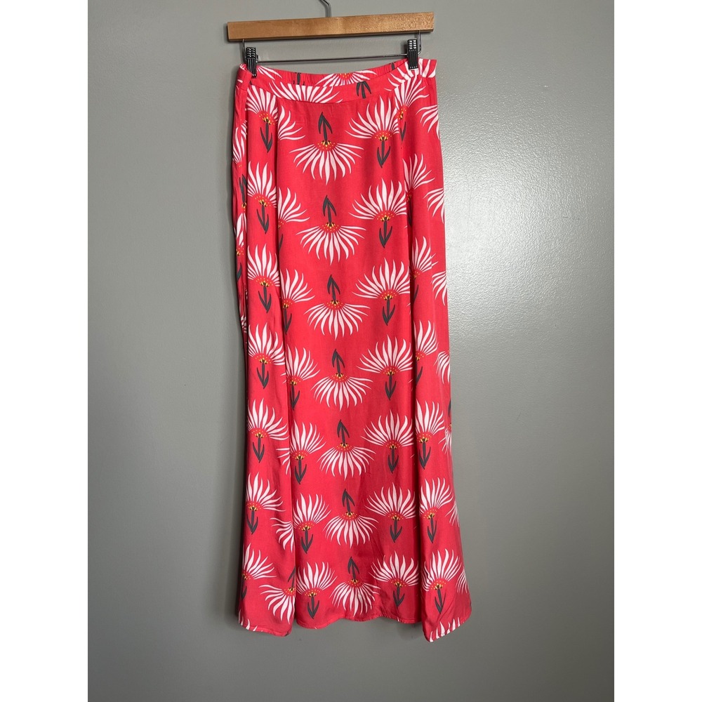 Lulu's  trancoso coral floral maxi skirt size large boho cruise resort travel